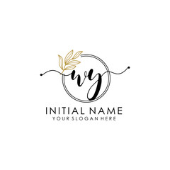 WY Luxury initial handwriting logo with flower template, logo for beauty, fashion, wedding, photography