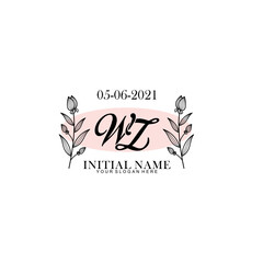 WZ Initial letter handwriting and signature logo. Beauty vector initial logo .Fashion  boutique  floral and botanical