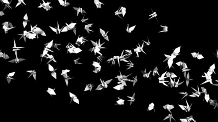 White origami crane on black background.
3D illustration for background.
