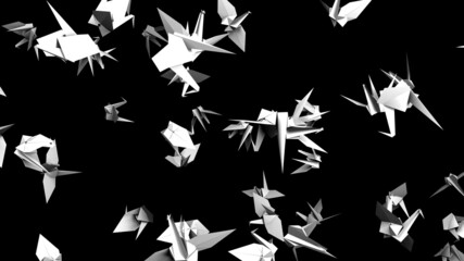 White origami crane on black background.
3D illustration for background.
