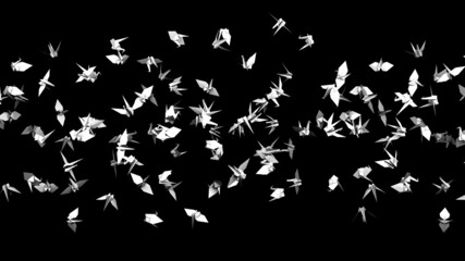 White origami crane on black background.
3D illustration for background.
