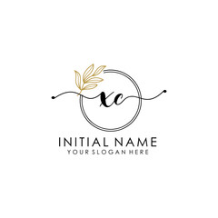 XC Luxury initial handwriting logo with flower template, logo for beauty, fashion, wedding, photography