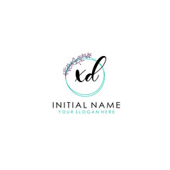 XD Initial letter handwriting and signature logo. Beauty vector initial logo .Fashion  boutique  floral and botanical