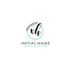 XH Initial letter handwriting and signature logo. Beauty vector initial logo .Fashion  boutique  floral and botanical