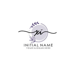 XI Luxury initial handwriting logo with flower template, logo for beauty, fashion, wedding, photography