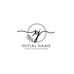 XJ Luxury initial handwriting logo with flower template, logo for beauty, fashion, wedding, photography