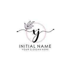 XJ Luxury initial handwriting logo with flower template, logo for beauty, fashion, wedding, photography