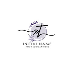 XT Luxury initial handwriting logo with flower template, logo for beauty, fashion, wedding, photography