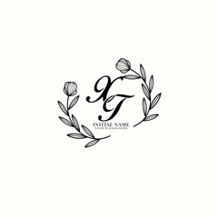 XT Initial letter handwriting and signature logo. Beauty vector initial logo .Fashion  boutique  floral and botanical