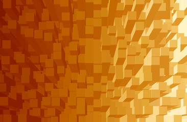 Illustration of Gradient Orange Gold 3D Cubes for Abstract Backdrop