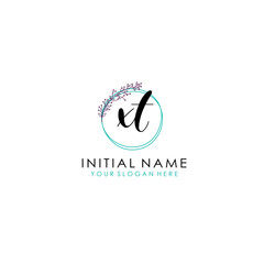 XT Initial letter handwriting and signature logo. Beauty vector initial logo .Fashion  boutique  floral and botanical