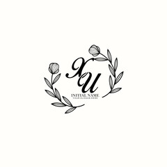 XU Initial letter handwriting and signature logo. Beauty vector initial logo .Fashion  boutique  floral and botanical