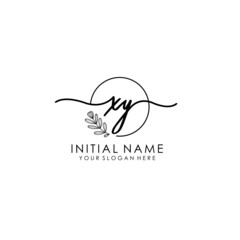 XY Luxury initial handwriting logo with flower template, logo for beauty, fashion, wedding, photography
