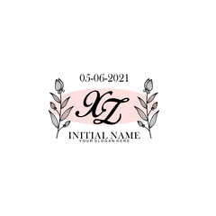 XZ Initial letter handwriting and signature logo. Beauty vector initial logo .Fashion  boutique  floral and botanical