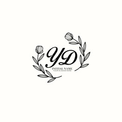YD Initial letter handwriting and signature logo. Beauty vector initial logo .Fashion  boutique  floral and botanical