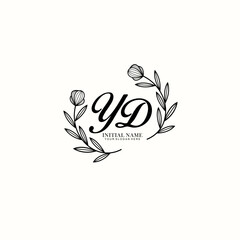 Obraz premium YD Initial letter handwriting and signature logo. Beauty vector initial logo .Fashion boutique floral and botanical