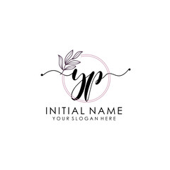 YP Luxury initial handwriting logo with flower template, logo for beauty, fashion, wedding, photography