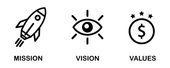 Mission, Vision and Values Set Icon Stock Vector Illustration