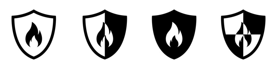 Fire Shield Icon Symbol. Fire Protection Set Icon. Fire Safety Icon, Vector Illustration