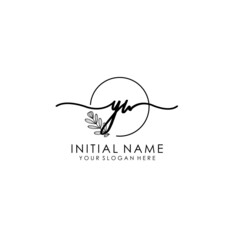 YW Luxury initial handwriting logo with flower template, logo for beauty, fashion, wedding, photography