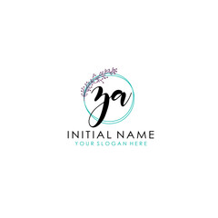 ZA Initial letter handwriting and signature logo. Beauty vector initial logo .Fashion  boutique  floral and botanical