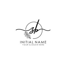 ZB Luxury initial handwriting logo with flower template, logo for beauty, fashion, wedding, photography