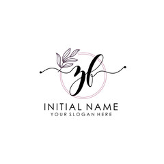 ZF Luxury initial handwriting logo with flower template, logo for beauty, fashion, wedding, photography