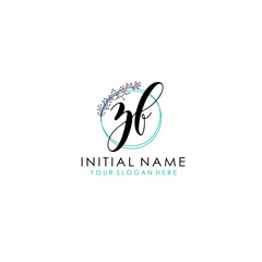 ZF Initial letter handwriting and signature logo. Beauty vector initial logo .Fashion  boutique  floral and botanical