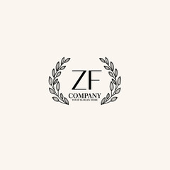 ZF Beauty vector initial logo art  handwriting logo of initial signature, wedding, fashion, jewelry, boutique, floral