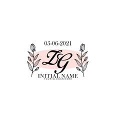 ZG Initial letter handwriting and signature logo. Beauty vector initial logo .Fashion  boutique  floral and botanical
