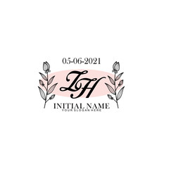 ZH Initial letter handwriting and signature logo. Beauty vector initial logo .Fashion  boutique  floral and botanical