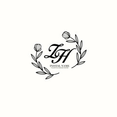 ZH Initial letter handwriting and signature logo. Beauty vector initial logo .Fashion  boutique  floral and botanical