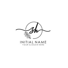 ZH Luxury initial handwriting logo with flower template, logo for beauty, fashion, wedding, photography