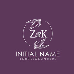 ZK Beauty vector initial logo art  handwriting logo of initial signature, wedding, fashion, jewelry, boutique, floral