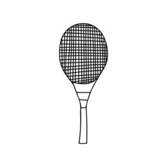 Hand drawn tennis racquet icon in vector. Doodle tennis racquet illustration in vector. Doodle tennis racquet icon.