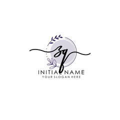 Obraz premium ZQ Luxury initial handwriting logo with flower template, logo for beauty, fashion, wedding, photography