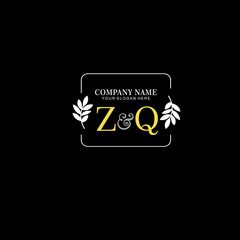 ZQ Beauty vector initial logo art  handwriting logo of initial signature, wedding, fashion, jewelry, boutique, floral