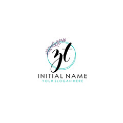 ZT Initial letter handwriting and signature logo. Beauty vector initial logo .Fashion  boutique  floral and botanical