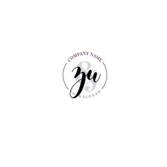 ZU Initial letter handwriting and signature logo. Beauty vector initial logo .Fashion  boutique  floral and botanical