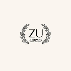 ZU Beauty vector initial logo art  handwriting logo of initial signature, wedding, fashion, jewelry, boutique, floral