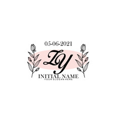 ZY Initial letter handwriting and signature logo. Beauty vector initial logo .Fashion  boutique  floral and botanical