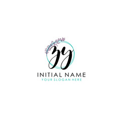 Fototapeta premium ZY Initial letter handwriting and signature logo. Beauty vector initial logo .Fashion boutique floral and botanical