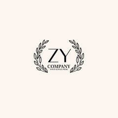 ZY Beauty vector initial logo art  handwriting logo of initial signature, wedding, fashion, jewelry, boutique, floral