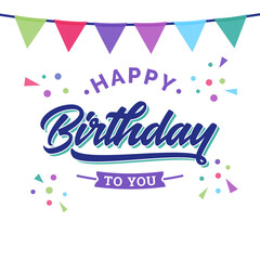 Happy birthday greeting card with vintage typography
