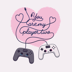 You Are My Player Two - Valentine's Day Card with Cute Illustration