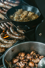 frying pan with mushrooms