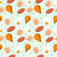 Hand drawn world food safety day seamless pattern.