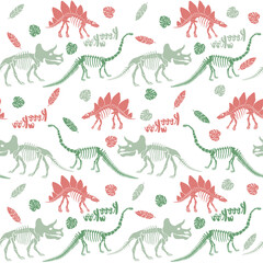 Seamless vector pattern with dinosaur skeleton.  © Оксана Омельченко