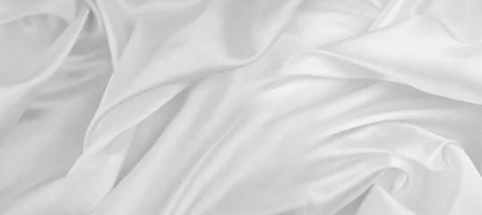 Gordijnen Close-up of rippled white silk fabric texture © Stillfx
