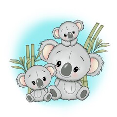 koala family color drawing